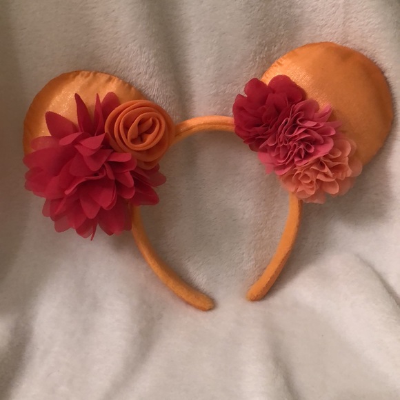 Gently used Disney Parks orange and pink flower ears - Picture 2 of 6